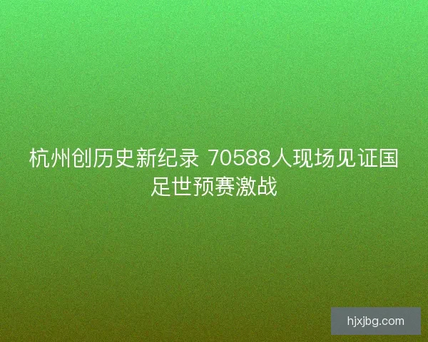 杭州创历史新纪录 70588人现场见证国足世预赛激战