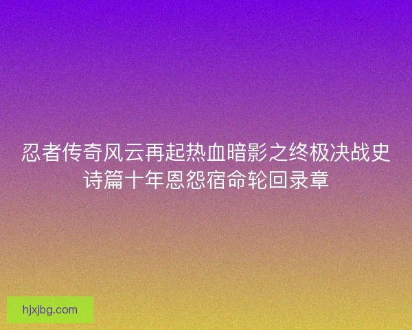 忍者传奇风云再起热血暗影之终极决战史诗篇十年恩怨宿命轮回录章